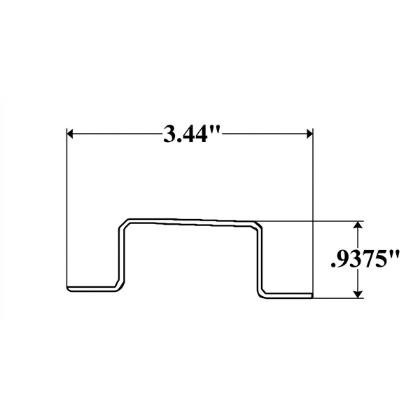 Picture of 16 GA GALV HAT 1" DEEP, 3-7/16" WIDE, 2" FACE X 100" LONG